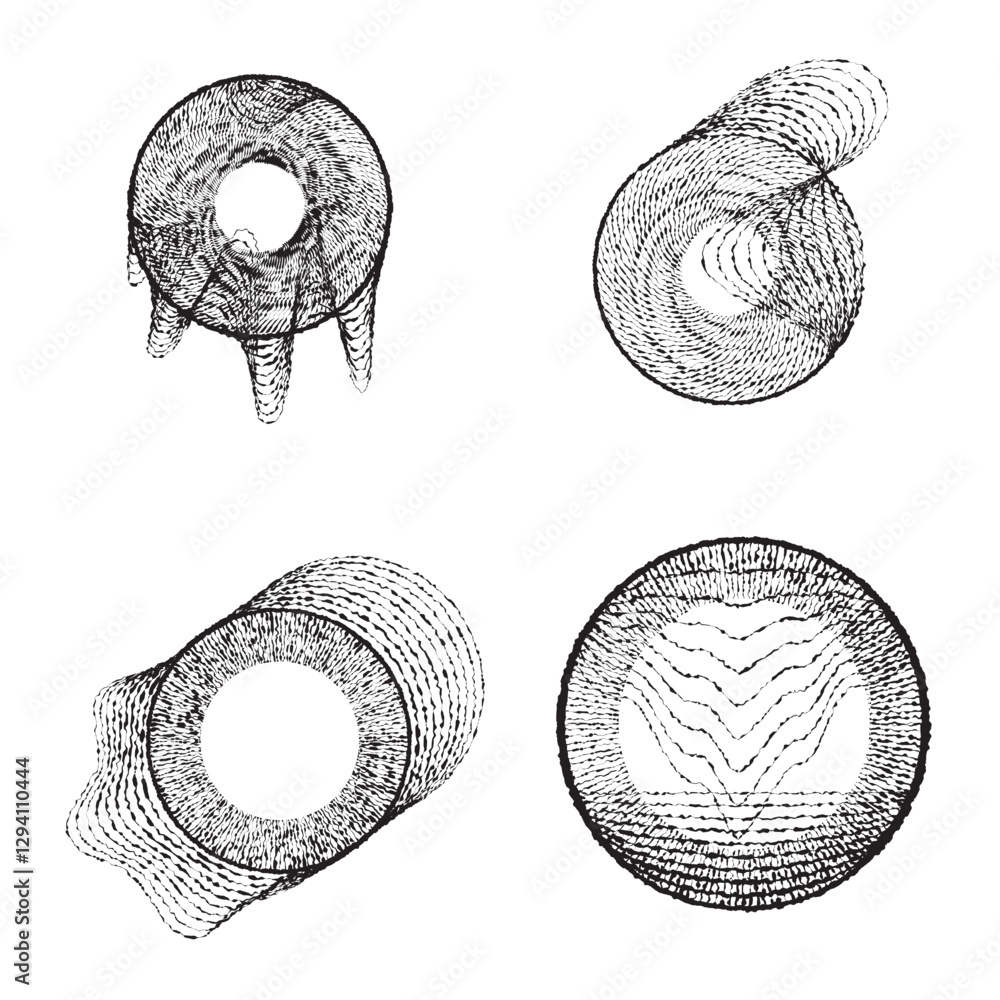 Poster rough lines in circle form . rotate rounded shape vector illustration .rotating circles form a ring.