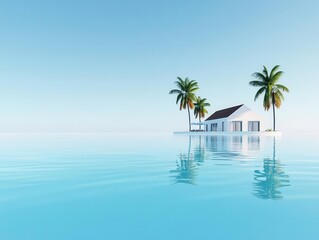 Beachfront mansion with infinity pool blending into the horizon, seamless design