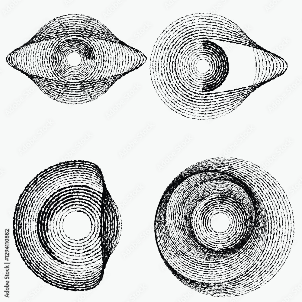 Poster rough lines in circle form . rotate rounded shape vector illustration .rotating circles form a ring.