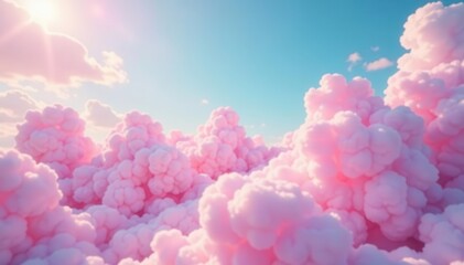 Obraz premium Giant fluffy marshmallows float in a candy floss sky, vibrant hues , background, bright