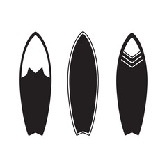 surfboard icons set black silhouette vector flat design illustrations