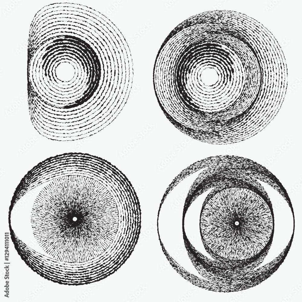 Poster rough lines in circle form . rotate rounded shape vector illustration .rotating circles form a ring.