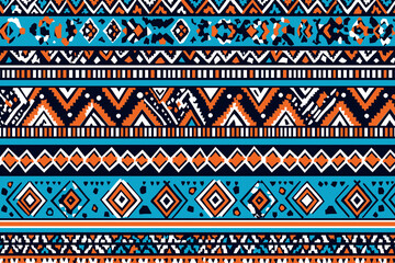 Vibrant Tribal Geometric Textile Pattern Design