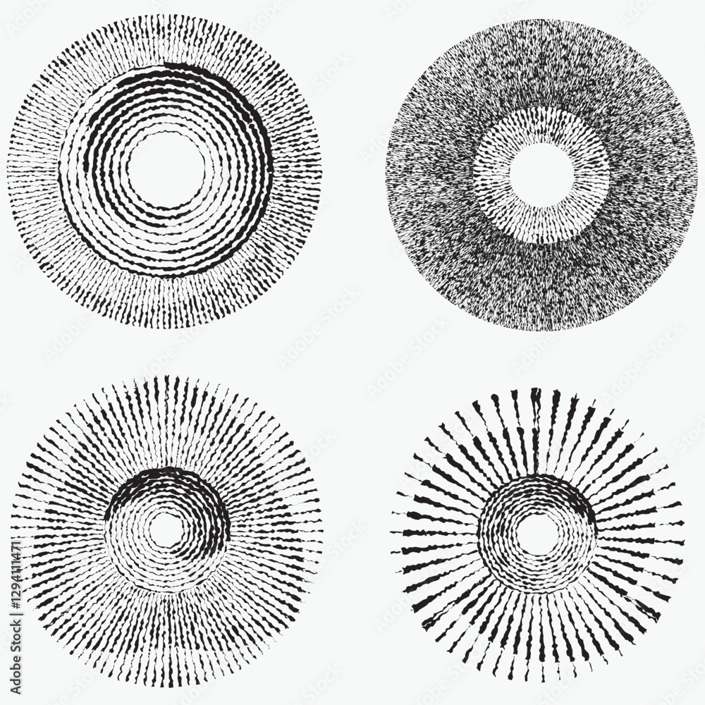 Poster rough lines in circle form . rotate rounded shape vector illustration .rotating circles form a ring.