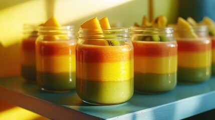 Bright Smoothie Jars with Layers of Mango Banana - 3 Standard
