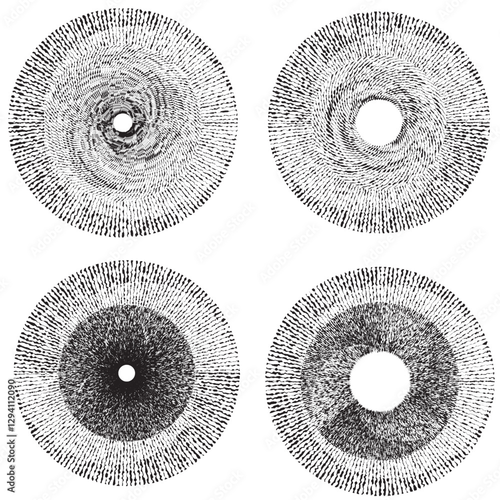 Poster rough lines in circle form . rotate rounded shape vector illustration .rotating circles form a ring.