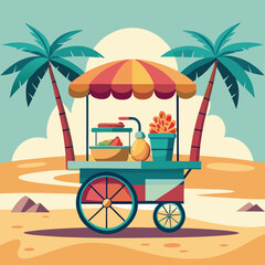 Summer Paradise California vintage poster. Retro car on the beach.
