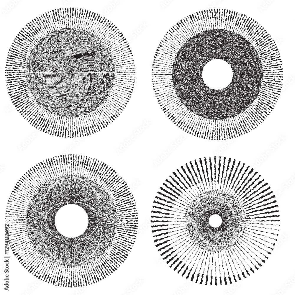 Poster rough lines in circle form . rotate rounded shape vector illustration .rotating circles form a ring.