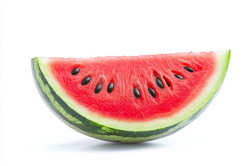 Fresh watermelon slice with vibrant red flesh and black seeds, perfect for summer enjoyment