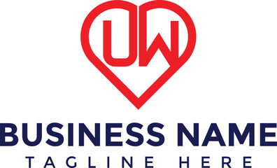 UW and heart vector logo icon