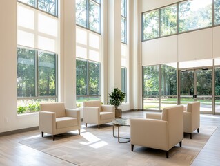 Airy Creative Workspace with Large Windows and Modern Furniture