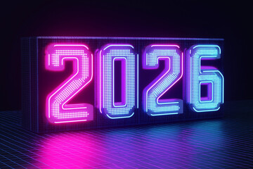 happy new year in neon