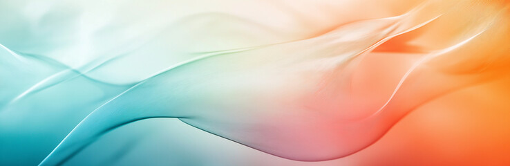 Flowing Panoramic Wave Abstract with Turquoise and Coral Gradient Ribbons