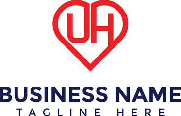 UH and heart vector logo icon