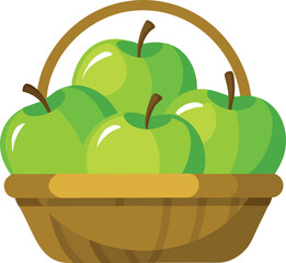 Apples in the basket on vector art illustration 