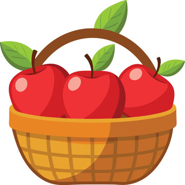 red apples in woven basket clip art preview