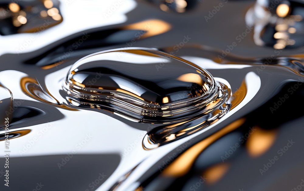 Poster a close-up of a shiny, liquid-like surface with smooth contours and reflections, creating an abstrac