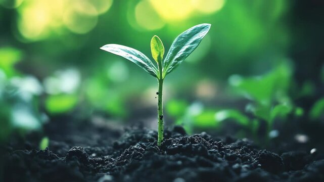 Hope's Sprout: A single seedling emerges from the earth, showcasing nature's resilience and the promise of new beginnings.