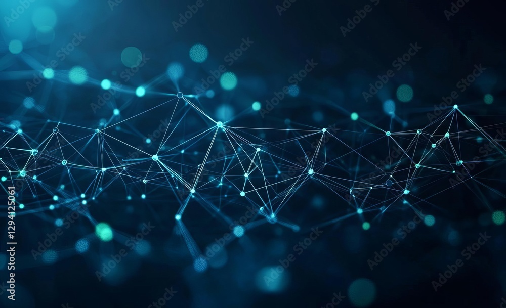 Poster abstract geometric plexus background with dots connecting in blue and green for business and tech. ,