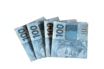 Goiania, Brazil February 24, 2025: dollar and Brazilian real banknotes financial value