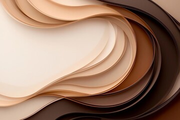 Color papers geometry composition background with beige, light brown and dark brown tones. , isolated on white background,  , copy space for text,
