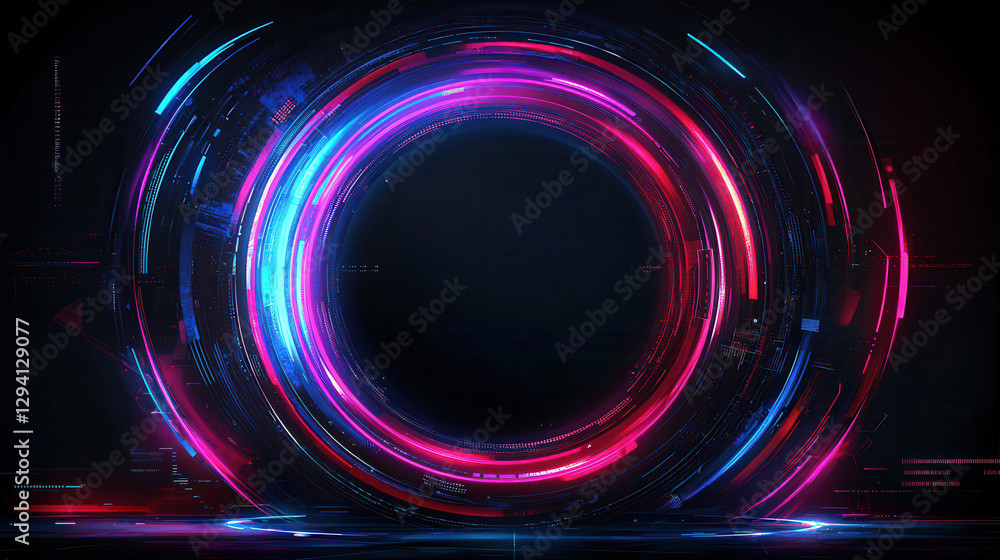Aufkleber futuristic tech inspired abstract art with vibrant colors and circular patterns. this visually strik