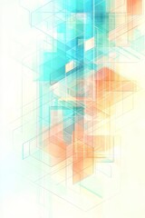 Fototapeta premium helle Pastell Tone - Turkis Farbspiel - Geometrisches Abstraktes Design , isolated on white background, , copy space for text,