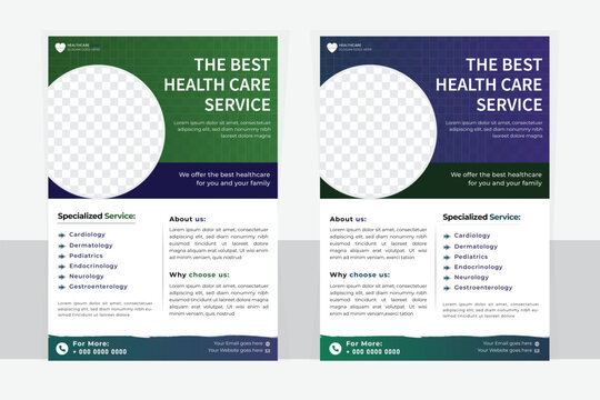 Creative clean medical flyer & healthcare service cove a4 vector flyer template for print. morder healthcare promotion medical business.