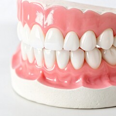 a dental model showcasing white teeth and healthy gums