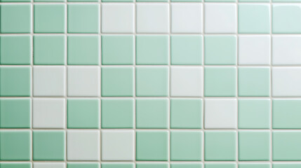 Clean, modern square tiles in pastel green and white create a fresh, geometric pattern. Perfect for backgrounds or showcasing minimalist design.