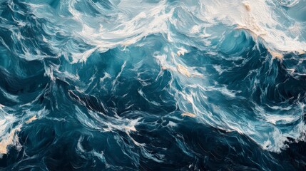 Fototapeta premium Abstract Dark Teal and White Ocean Waves Texture