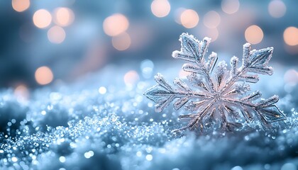 The Delicate Snowflake Resting on the Gentle Snow Covered Ground