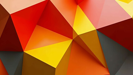 Fototapeta premium geometric pattern red yellow gray 3d triangles abstract