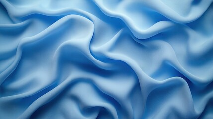 Fototapeta premium Light blue fabric drapes, elegant texture, studio shot