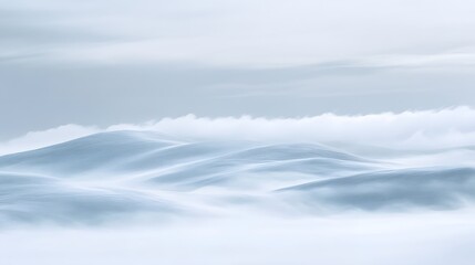 Serene Winter Landscape Misty Mountains Snow Covered Hills Cold Weather Scenery