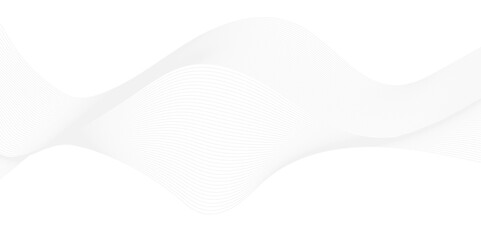 Dynamic minimal smoke sound line. Abstract glowing white blend line smooth flow soundwave curve energy gradient vector futuristic digital outline line science design.	