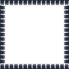 Square frame of cute domestic animals. Black cat illustration with empty space for your text