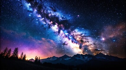 Naklejka premium Majestic Milky Way Galaxy Night Sky Astrophotography Landscape