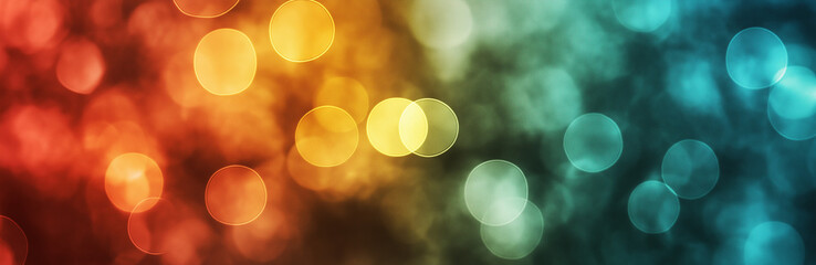 Background image of Colorful Bokeh Panorama with Rainbow Light Spots and Defocused Circular Patterns