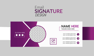 Corporate modern and minimalist Emil Signature with purple gradient color and an author photo place design layout