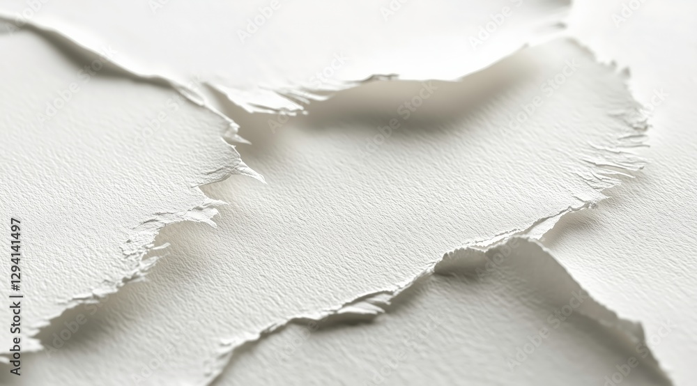 Poster torn paper texture: close-up of torn paper edges creating a textured abstract pattern, a symbol of b