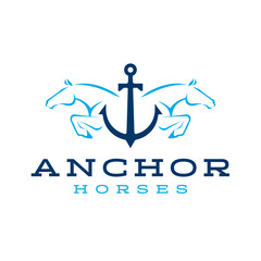 Elegant Anchor Horse Logo, Anchor logo, Horse logo.