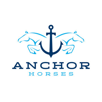 Elegant Anchor Horse Logo, Anchor logo, Horse logo.