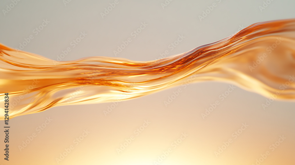 Poster abstract wave of warm orange liquid, with a subtle, flowing movement. it is set against a gradient b