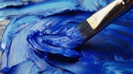 Fototapeta premium Blue Paintbrush Strokes on Palette