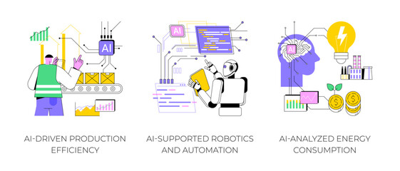 Artificial Intelligence in Manufacturing abstract concept vector illustrations.