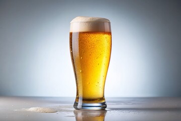 Crystal Clear Beer Glass Studio Shot - Perfect White Background Beverage Photography