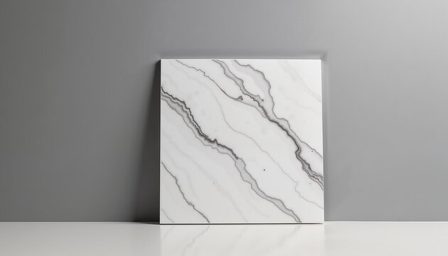 Glossy quartz tile against clean gray background, elegant minimalism
