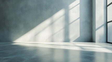 Interior space with natural light and shadows creating geometric shapes