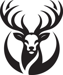Deer Head Vector Illustration in Black and White